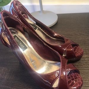 New WHBM Patent Leather Burgundy Heels